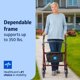 thumbnail image 2 of Andador de acero Medline para adultos con movilidad reducida, color burdeos, capacidad de peso de 168 kg, ruedas de 20 cm, plegable, asas ajustables, andador con ruedas para personas mayores., 2 of 5