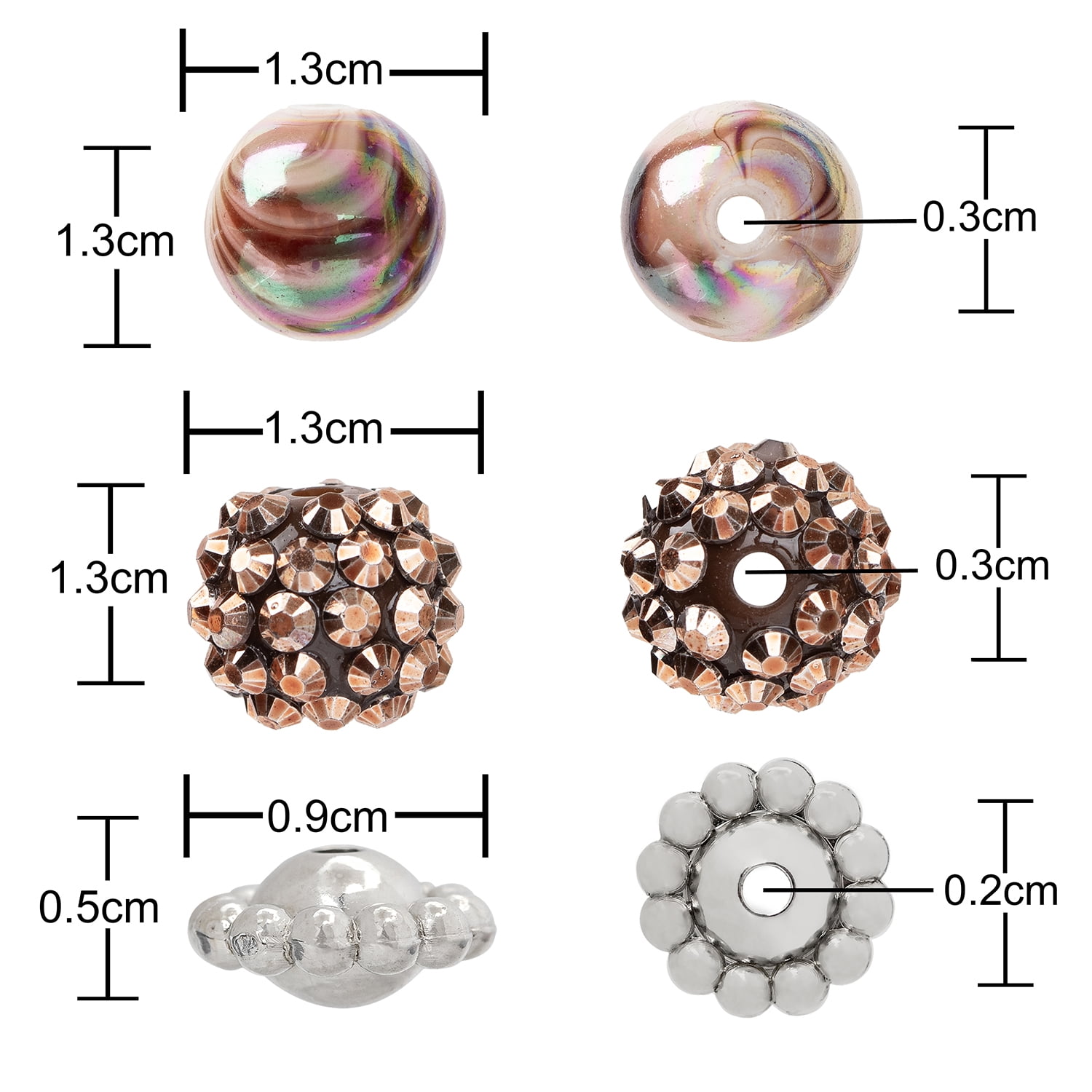 (2 pack) Cousin DIY Acrylic Brown Swirl Shambala Bead Strand, 17 in, 62 Piece, Unisex, AJM63518496