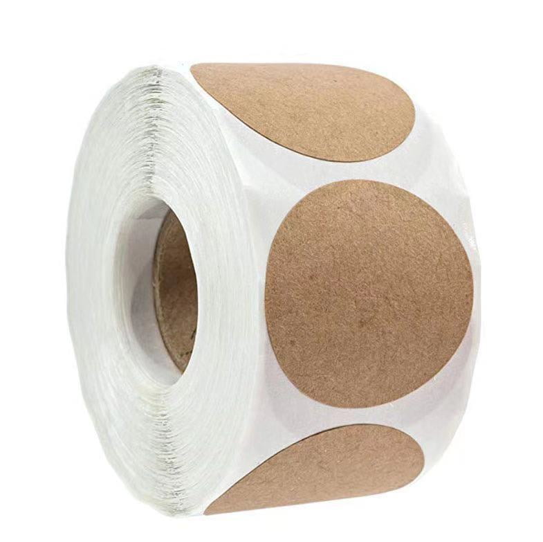 2” Natural Brown Kraft Stickers (500 Per Roll) - Round Blank Stickers for Store Owners, Crafts, Organizing, Jar and Canning Labels, Price Tags, ...