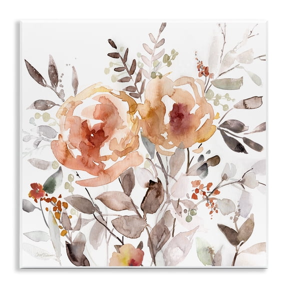 Stupell Industries Floral Impressions on White Plants & Flowers Painting Unframed Art Print Wall Art, 12 x 12