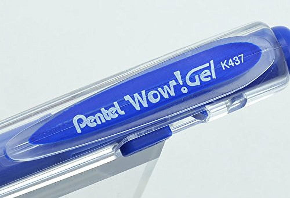 Pentel Wow! Retractable Liquid Gel Pens, Medium.7mm Metal Tip, Blue ink, 25 Pens