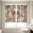 thumbnail image 2 of 2 Panels Coffee Curtain, Retro Brown Coffee Theme, Home Decor Bedroom Living Room Kitchen, Cafe Window Treatment Set - 27.5X39'', 2 of 7