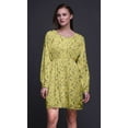 thumbnail image 6 of Bimba Yellow Blue Berries & Flowerpecker Bird Floral Print Button Down Long Sleeve Midi Dress Women Clothing-X-Large, 6 of 7