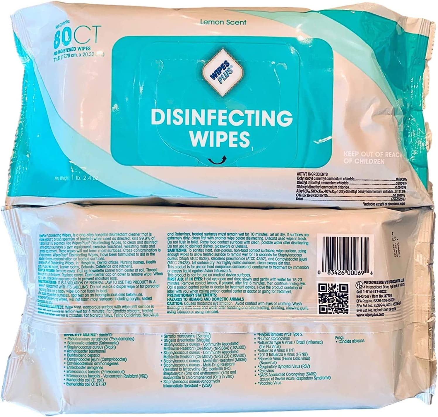 Disinfecting Wipes Bulk (960 Total Wipes) - 12 Packs of Industrial Strength Sanitizing Wipes - 80 Disinfectant Wipes per Pack - Made in USA