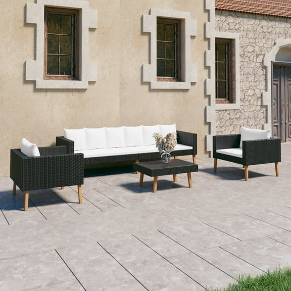 vidaXL Garden Furniture Set Black, Cream White