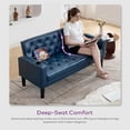 thumbnail image 6 of LAZZO 62" Loveseat Sofa, Tufted Couch with USB Ports and Cupholders for Living Room, Office and Bedroom, Blue, 6 of 9
