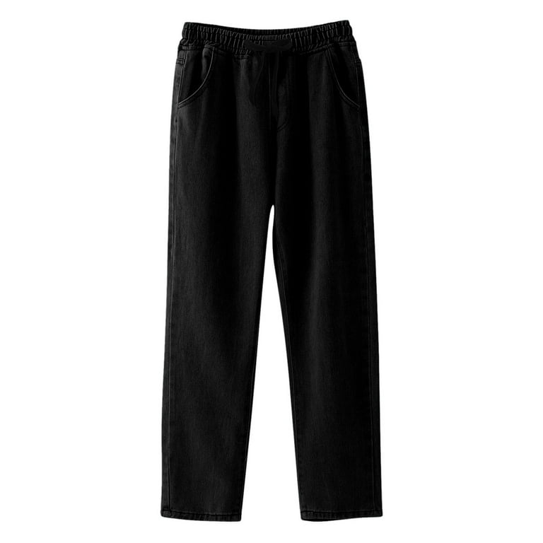 shpwfbe men's jeans male fashion plus size loose elastic waist street wide  leg trousers jeans for men casual pants 