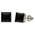 thumbnail image 2 of 10k White Gold Plated 1 Carat Square Created Black Sapphire Stud Earrings, 2 of 2