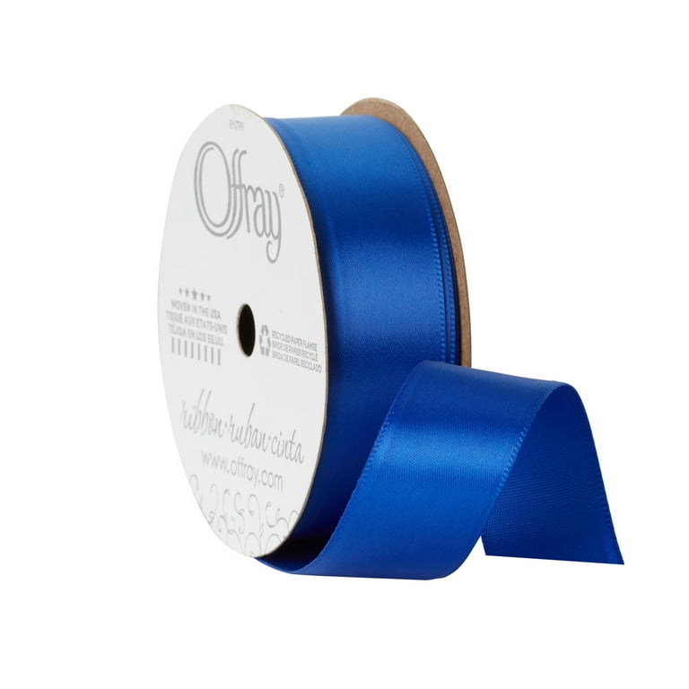 Blue Ribbon, Single-faced Royal Blue Satin Ribbon 7/8 Inch X 10 Yards,  SECOND QUALITY FLAWED, 690 