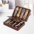 thumbnail image 4 of HUGFEGWE Watch Travel Case Watch Box Shockproof Watch Collection Box Portable Display Holder Handbag Double Layer Watch Organizer Case, Brown CA919-149997, 4 of 7