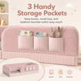 thumbnail image 5 of Miniyam Twin Size Montessori Floor Bed for Kids, Upholstered Teddy Fleece Low Profile Bed Frame, Pink, 5 of 8