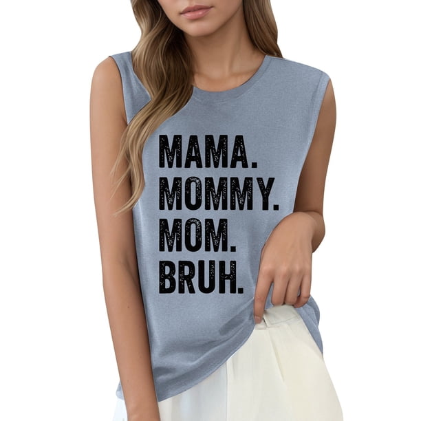 Camiseta sin mangas con estampado de letras para mujer: camiseta informal de verano con diseño moderno, versátil con vaqueros, fácil de cuidar