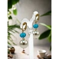 thumbnail image 2 of Clip on 2 1/4" gold, turquoise bead and pearl dangle earrings, 2 of 4