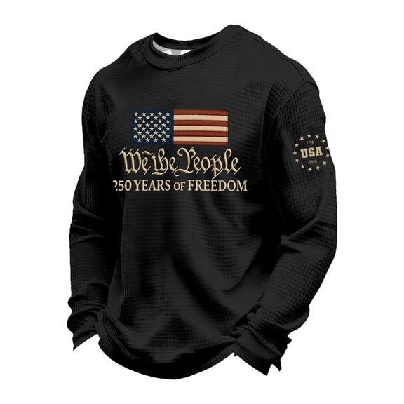 250th Anniversary Usa Shirt Waffle Long Sleeve Mens Shirts American Flag America 250 Shirt Independence Day Patriotic Tshirts