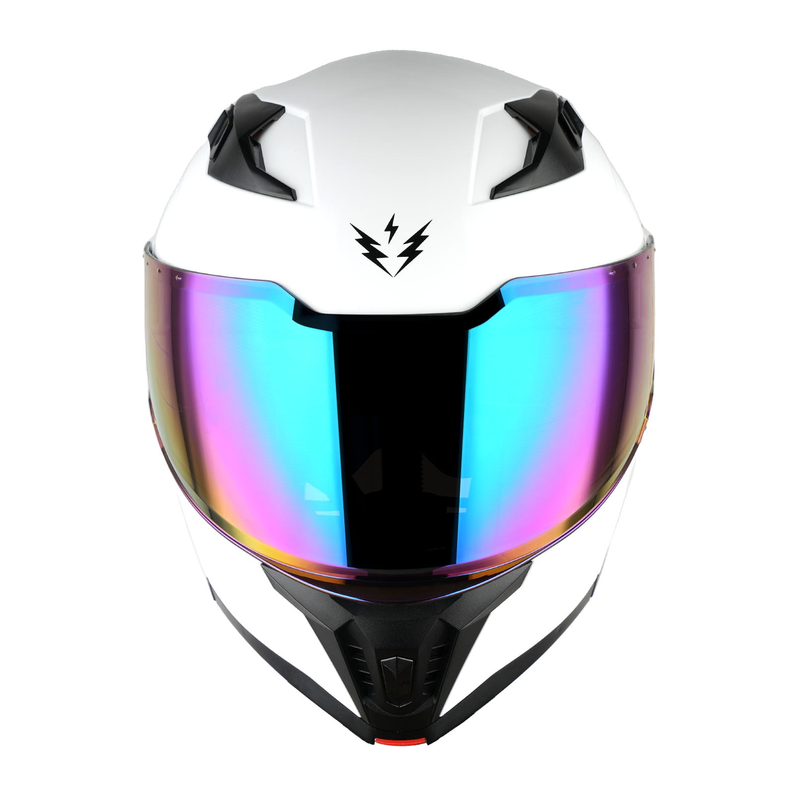 1Storm Motorcycle Modular Flip up Dual Visor Helmet Street Bike Sun Shield Full Face KT928: Glossy White + One Extra Clear Shield