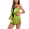 thumbnail image 5 of IROINNID Sleepwear Sets for Women Camisole Pajamas Two Pieces Home Wear Silk Nightwear Two-piece Set,Green, 5 of 6
