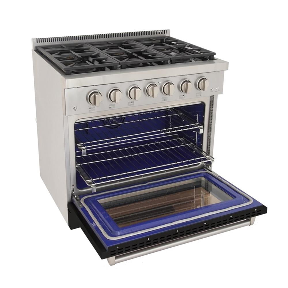 Pemberly Row 36" Natural Gas Range in Black with True Simmer Burners