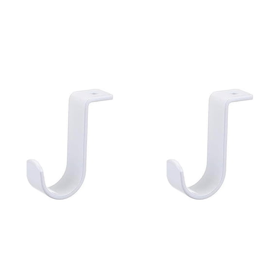 2 PCS Closet Rod Brackets,Heavy Duty Metal Wall Mount Rod Brackets,Wall Mount Clothes Storage Hangers,2.5x1.9x0.8 inch Closet Pole Support for Living Room,Bedroom,Shelf,Office (White)