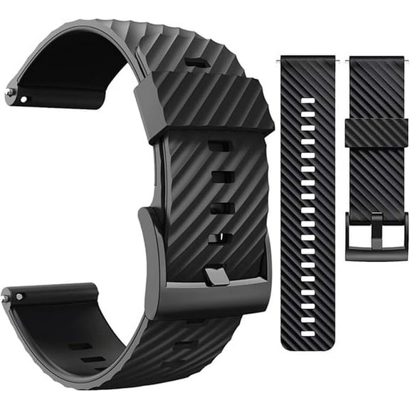 Wearable4U Suunto 7 / Suunto 9 Soft Silicone Wristband Strap 24mm QuickFix (Black)