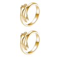 thumbnail image 2 of Qarigey Anillo Metal Anillo Abierto Ajustable Mujer Mano Anillo Aleación Oro Plata Mano Joyería para Fiesta Regalo, Oro oro 2piezas Qarigey CBP153359, 2 of 6