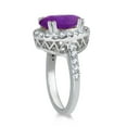 thumbnail image 2 of SZUL Women's 5 Carat Amethyst and Diamond Halo Ring in 14K White Gold, 2 of 3