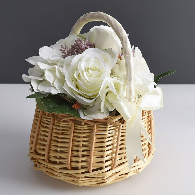 Hapeisy Wicker Rattan Flower Basket, Willow Handwoven Basket