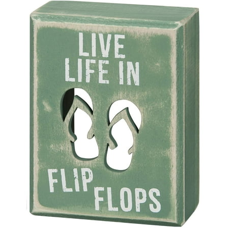 Primitives by Kathy Box Sign, Flip Flops, 3 by 4-Inch