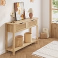 thumbnail image 2 of Farmhouse Entryway Table, 43 Inch Wood Console Table with 2 Drawers & 2 Tiers, Storage Sofa Table for Living Room, Foyer & Hallway - Burlywood, 2 of 8
