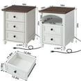 thumbnail image 2 of Nightstands Set of 2 with Charging Station, Rustic End Table with 2 Drawers Farmhouse Bedside Table with 3-tier Storage for Living Room, White, 2 of 8