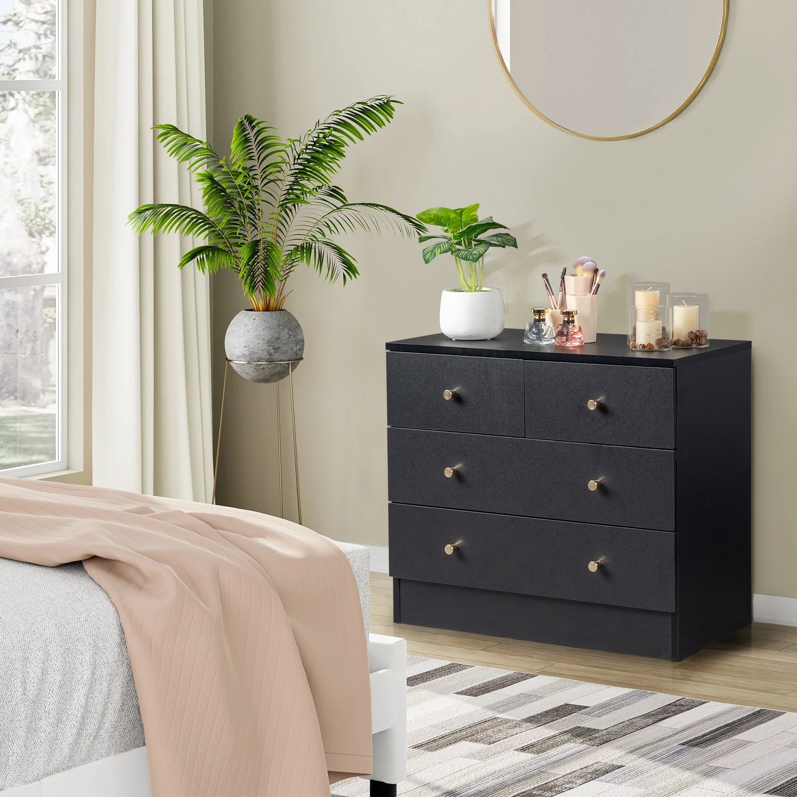 4-Drawer Dresser, Black
