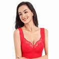 thumbnail image 2 of Soorts Bra Women Plus Size Sports Extra-Elastic Breathable Lace Trim Bra V-Neck Lightly Lined Bra Feature Hook and Eye Closure Push-up Bra Style Y-637 , Red 50, 2 of 3