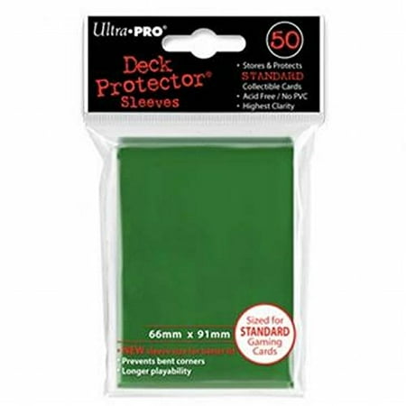 Trading Card Set Sleeves - Ultra-Pro Green Deck Protectors (Sleeves) 50-count for Standard Sized Trading Cards (UPR82671), 074427826710 By Ultra Pro