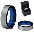 thumbnail image 4 of Tungsten Wedding Band Ring 6mm for Men Women Blue Black Pipe Cut Brushed Lifetime Guarantee, 4 of 4