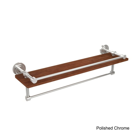 Allied Brass Dottingham Collection Clear IPE Ironwood 22-inch Shelf with Gallery Rail and Towel Bar
