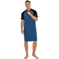 thumbnail image 4 of LELINTA Big & Tall Mens Robes Sleep Shirts Short Sleeve Nightshirts Sleepwear Henley Long Nightshirt Nightwear, 4 of 6