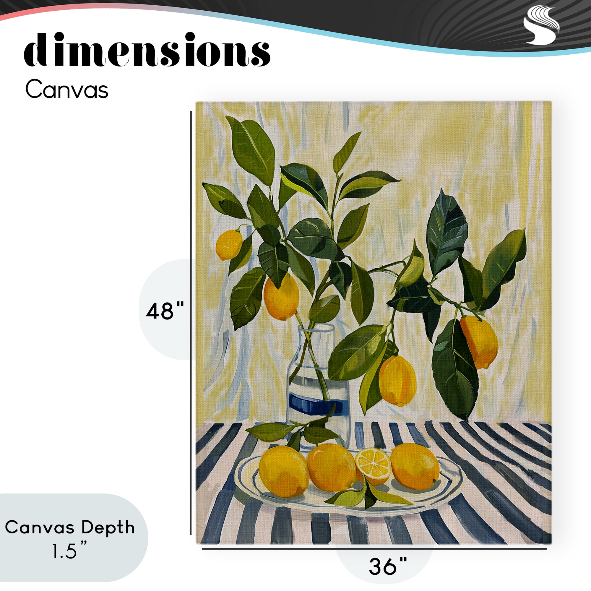 Stupell Industries Lemons on Striped Tablecloth Canvas Wall Art, design by Yen