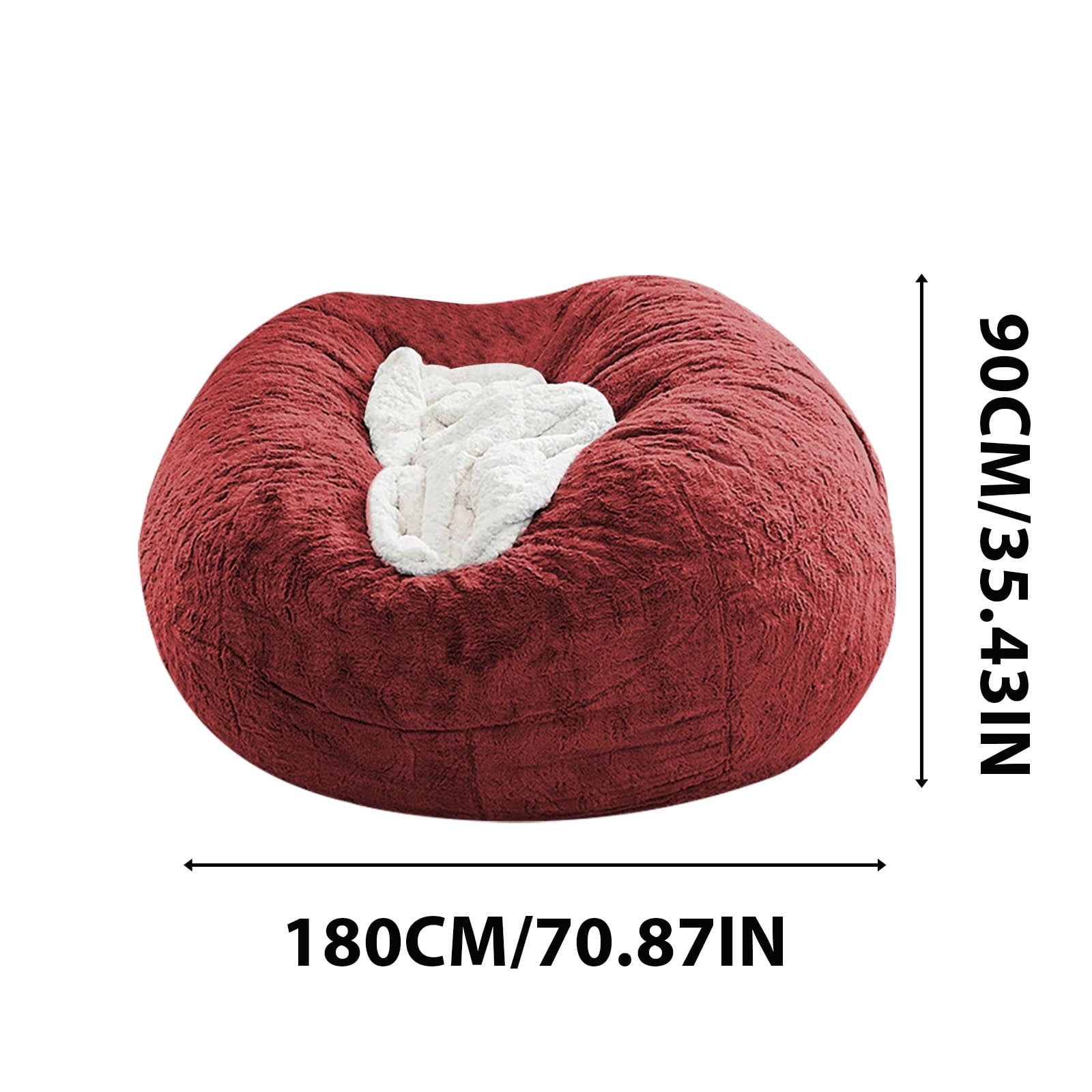 Lilixerw Giant Fur Bean Bag Chair Cover for Adults,Living Room Furniture Big Round Soft Fluffy Fur Beanbag Lazy Sofa Bed Cover Decoration,70.8 x 35.4 inch