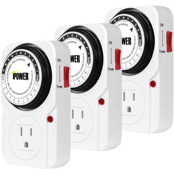 iPower 24 Hour Plugin Mechanical Electric Outlet Timers Switch Programmable Indoor, Accurate