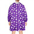 thumbnail image 2 of Purple White Butterfly Pattern Wearable Oversized Blanket,Wearable Blanket Hoodie for Adults,Cozy Hooded Blankets with Super Pockets,Super Warm Fuzzy Pullover for Women & Men, 2 of 6