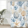 thumbnail image 2 of 72x78 Inch Shower Curtain Coastal Blue Bathroom Decor Waterproof Fabric Bathtub Bath Curtains Decorative Coral Starfish Seashells Beach Summer Extra Long Shower Curtain Set with Hooks, 2 of 6