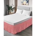 thumbnail image 4 of Boho Red Stripe Wrap Around Bed Skirts for Queen Bed 16" Drop,Bed Skirt with Adjustable Elastic Belt Dust Ruffle Bed Valance for Bedroom Hotel Abstract Geometric White Minimalist Bed Frame Cover, 4 of 7