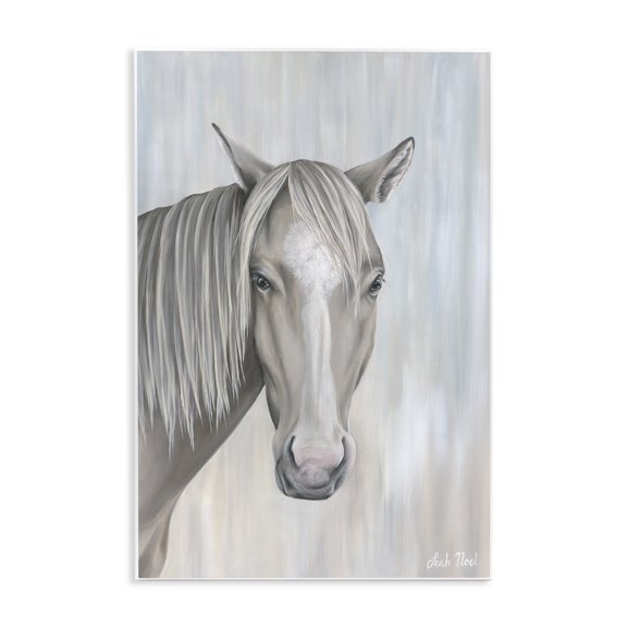 Stupell Industries Farmhouse Neutral Grey Horse Portrait Wall Plaque Art, 13 x 19, by Leah Noel Art