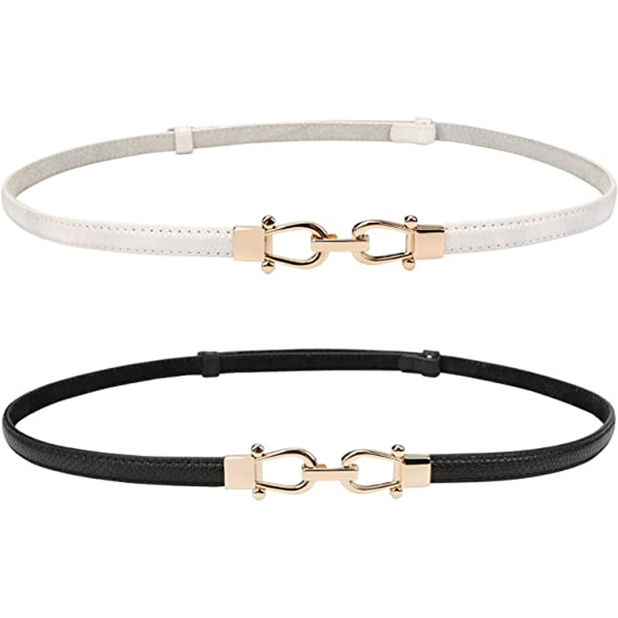 QUETO Lot de 2 ceintures fines en cuir pour femme jusqu a 94 cm avec boucle doree Walmart