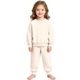thumbnail image 2 of Toddler Boys Girls Sweatsuit 2 Piece Outfits Long Sleeve Crew Neck Sweatshirt and Sweatpants Fall Athletic Set for Girls,Beige,110, 2 of 7