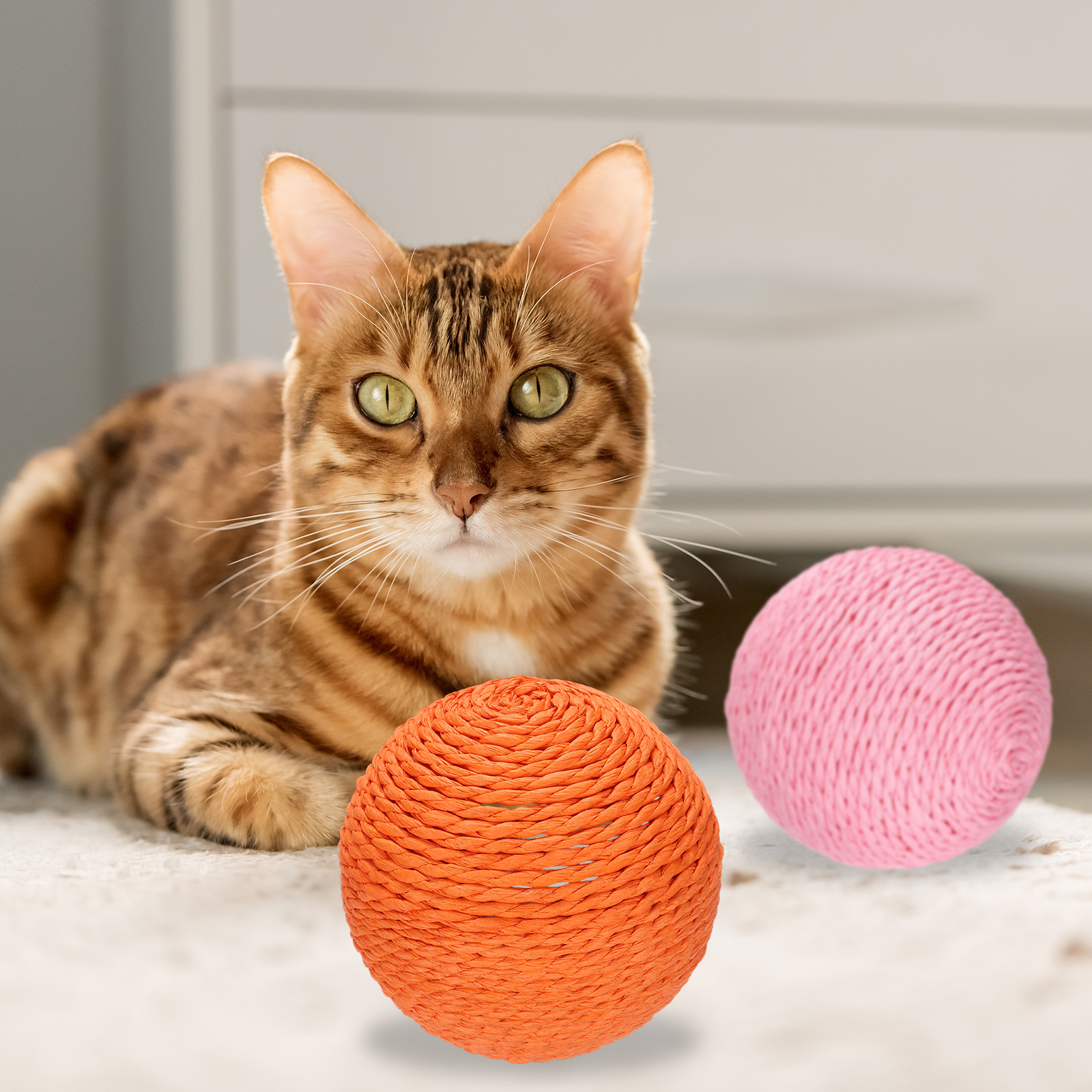 Uxcell Cat Toy Ball, Interactive Natural Cat Scratching Balls Sisal Cat Ball Toy ( Sisal, 2Pcs, 3.9Inch, Light Green ) for Kittens Pet Enrichment Training Play Indoor Exercise Fun