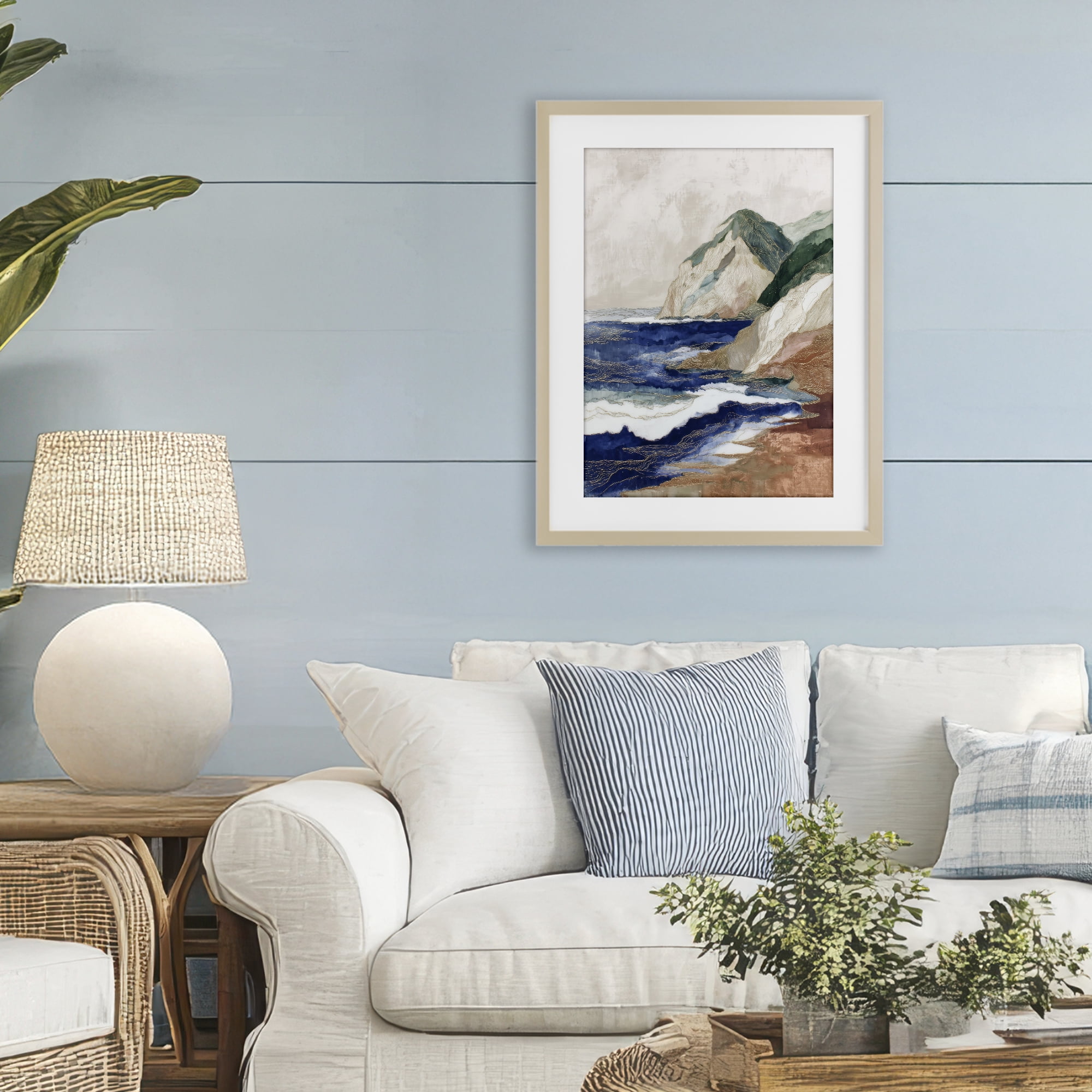 Stupell Industries Cliff Next To The Sea Birch Framed Print Under Glass, design by Chromatic Storm Studio