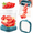Dark Teal, variant on Fruit Slicer Cup with Push Plate, Detachable Strawberry Banana Grape Cutter, Multi-Function Fruit and Egg Slicer Kitchen Gadget for Quick Easy Slicing(Black)