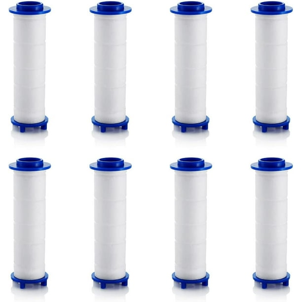 9.5cm Paquete de 8 filtros de repuesto de algodón PP, filtro de cabezal de ducha turbo con minerales, cabezal de ducha Hydro de alta presión Filtro de cabezal de ducha de agua dura con ventilador turb