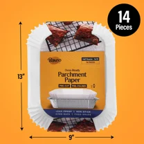 Bakeo Oven-Ready Parchment Paper, Pre-Cut Baking Liners, 13" X 9", Half-Roaster, 14 Pack