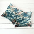thumbnail image 5 of Ambesonne Nautical Throw Pillow Cover Pack of 2, Seascape Waves Mountains, 2 Pcs-20"x20", Sea Blue and Dark Coral, 5 of 5
